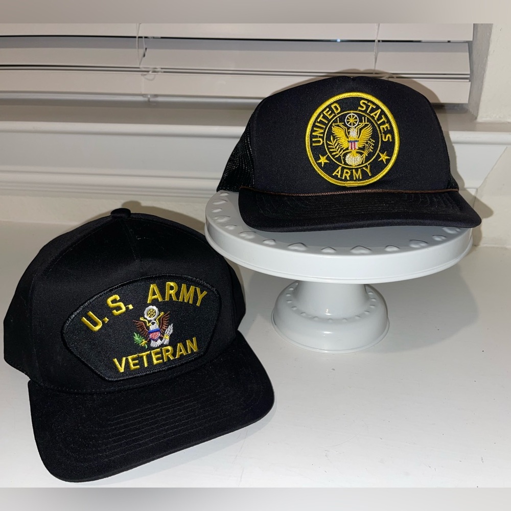 Vintage‎ United States Army SnapBack Trucker Hat & U.S. Army Veteran Bundle of 2